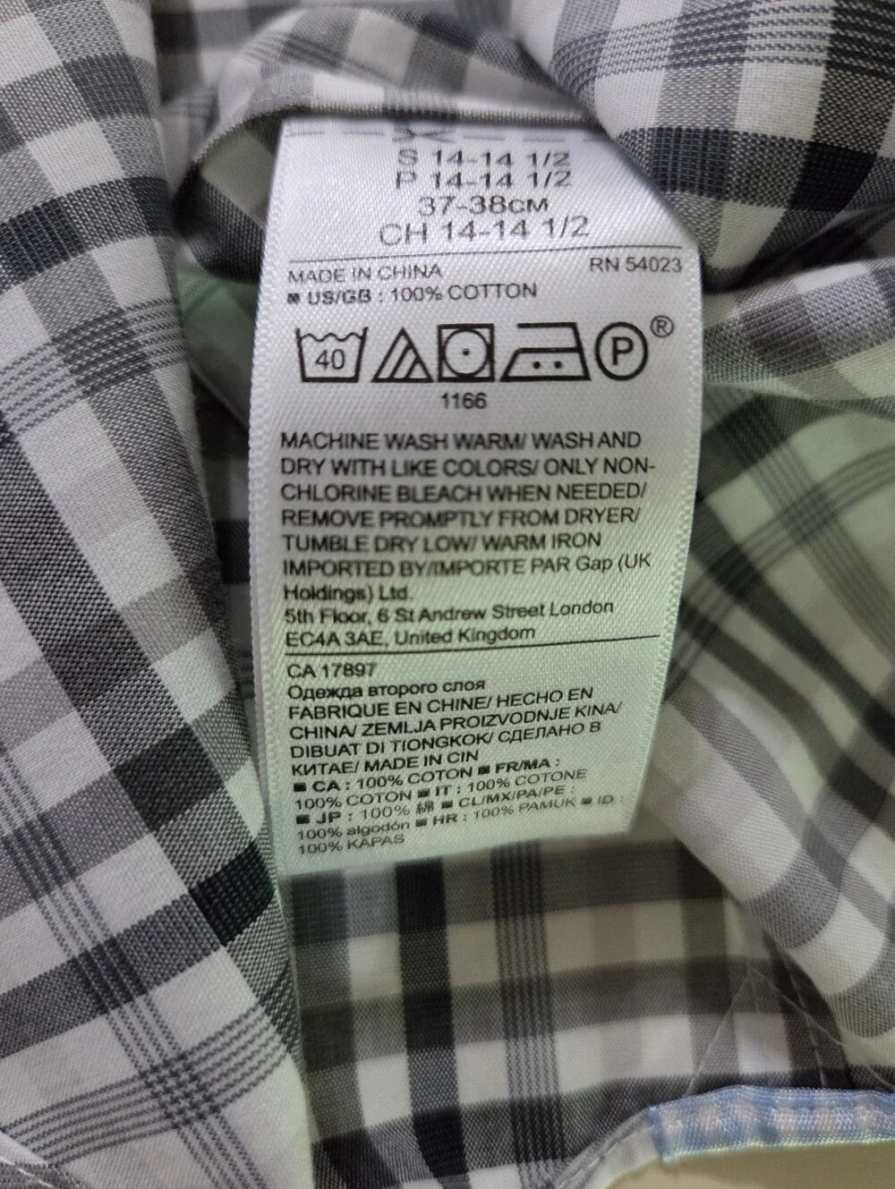Banana Republic Men's Grey Multi Plaid Grant Fit Button-Down Dress Shirt